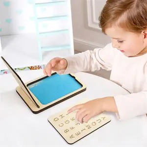 Montessori Educatief Speelgoed Alfabet En Nummers Flash Kaarten Arabisch Schrijfbord Met Zand