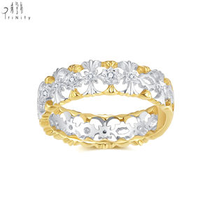<b>Antique</b> Two-Tone Vintage Style Fine <b>Jewellery</b> 18K Solid <b>Gold</b> 3/4 Eternity Band Design Handmade Craft Natural Diamonds Ring - Product Image 6
