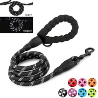 Laisse pour chien personnalisée avec logo, réfléchissante, robuste, résistante, en nylon imperméable, avec poignée rembourrée
