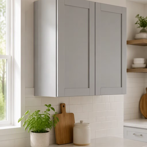 Armadietto da <span class=keywords><strong>Cucina</strong></span> Superiore Grigio Personalizzabile Stile Shaker a 2 Ante RTA in Legno, Produttore OEM ODM all'Ingrosso - Product Image 1