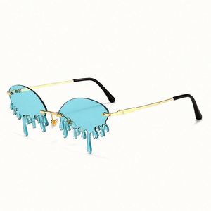 2020 Newest Vintage Fashion Unique Women Diamond <b>Sunglasses</b> Rimless Crystal Tears Shaped Punk <b>Sunglasses</b> - Product Image 6