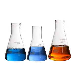 Ensemble de bouteilles en verre borosilicate, 6 pièces, verres triangulaires de laboratoire