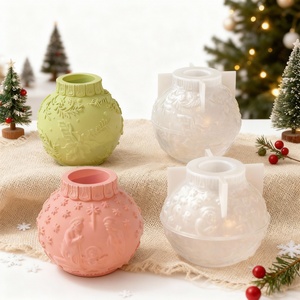 Moule en silicone décoratif à motif en relief, forme boule lanterne, pour bougies, DIY, Pâques, aromathérapie, plâtre et pâtisserie - Product Image 3