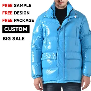 2024 Custom Printed Outdoor Bubble Coats Warm Winter Shiny Puffer Coats For Men
