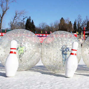 Juegos divertidos al aire libre, juego de bolos inflable Jumbo, bolos Zorb humanos inflables, bolas emocionantes - Product Image 1