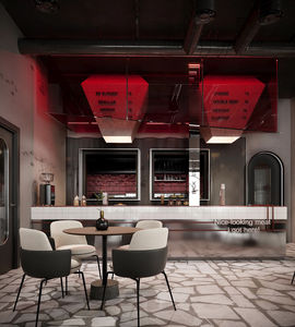 Comptoir vitrine de café moderne éclairé par LED Solutions de décoration intérieure de café personnalisé - Product Image 5