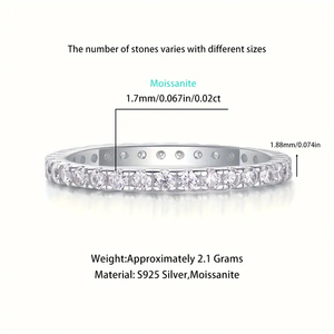 Bague Éternité en Moissanite VVS, Argent 925 Plaqué Platine, pour Femme, Anniversaire <span class=keywords><strong>de</strong></span> Mariage, Vente en Gros Directe d'Usine Américaine, Sans Tarifs - Product Image 5
