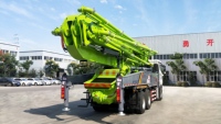 Camion pompe à béton Nongjian 47m, directement de l'usine, avec châssis FAW pour la construction urbaine et les travaux d'agglomération de béton