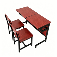 Conjunto de Muebles Escolares para Primaria y Secundaria en Filipinas, Escritorio y Silla para Estudiantes con Tablero de Madera y Estructura Metálica