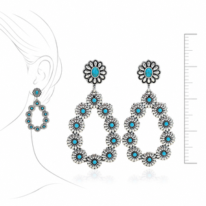 Orecchini Pendenti Vintage a Goccia Grande con Intarsio Turchese, Orecchini Statement per Donne - Product Image 5
