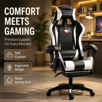 Chaise de jeu AOR en cuir, design industriel, base pivotante, accoudoirs réglables, inclinable, pour le travail, la maison, l'internet café