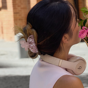 Pink Acetate Heart Shark Clip For Women Daily Hair Accessory Fine Carving Design - Product Image 2