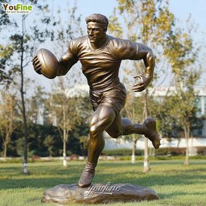 स्टेडियम बड़े लोकप्रिय आउटडोर खेल रग्बी कांस्य खेल आदमी मूर्तिकला - Product Image 2