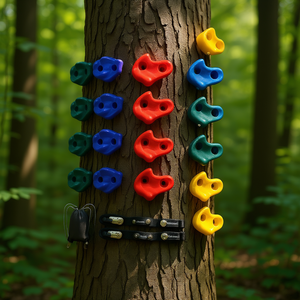 Kit d'escalade d'arbre Ninja 20 points d'ancrage en plastique, équipement d'escalade extérieur avec sangles à cliquet - Product Image 2
