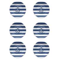 Assiettes mélamine Ancre nautique blanche et bleue Assiettes mélamine