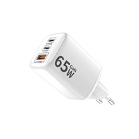 Cargador Justlink PD de 65W GaN con Adaptador USB-C y USB-A, Enchufe EU/US/UK, con Protección Contra Incendios para iPhone