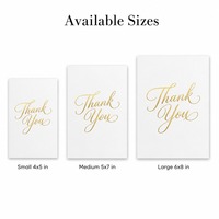 Cartes de remerciement personnalisées en feuille d'or pour clients professionnels, vierges à l'intérieur, pour emballage de boutique de cadeaux