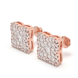 Boucles d'oreilles clous en diamant de laboratoire pour femme RATAN JEWELS en or rose et argent, taille brillant, certifiées IGI, bijoux tendance pour tous les jours - Product Image 2