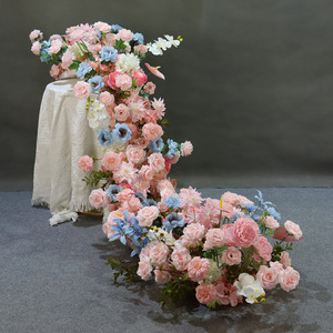 Nouvelle composition florale artificielle réaliste de roses, style occidental, pour mariage, Thanksgiving, décoration de table longue pour centre commercial et exposition - Product Image 3