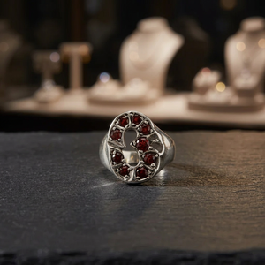 925 <b>Silver</b> <b>Garnet</b> Heart <b>Ring</b> for Women Rhodium Plated with Cut Zircon Fine Jewelry - Product Image 4