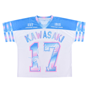Kaus musim panas jala kotak personalisasi pola sublimasi celup ukuran besar leher-v Mode Jersey sepak bola Amerika - Product Image 1
