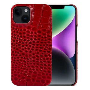 Funda de piel de cocodrilo para Iphone 14, 13, 12, 11 Pro Max, Funda de cuero genuino