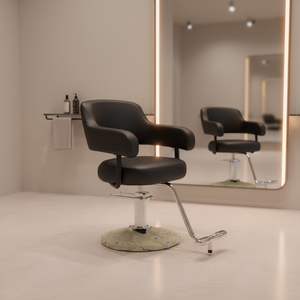 Silla de Barbero LUXMARS de Alta Gama, Resistente, con Bomba Hidráulica, Tapizada en Cuero Sintético, con Reposapiés Ajustable para Uso en Exteriores - Product Image 1