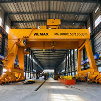 Grue portique à double poutre motorisée à commande PLC, haute efficacité, capacité 50-800 tonnes, avec chariot électrique