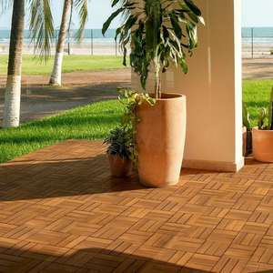 Dalles de terrasse modernes en bois d'acacia à 12 lattes, pour intérieur et extérieur, finition 100% naturelle pour la décoration de la maison - Product Image 5