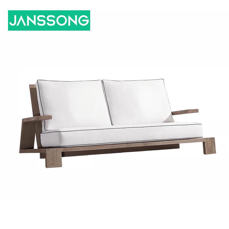 โซฟาคู่ -- ไม้สัก + ผ้าใบกันน้ำ