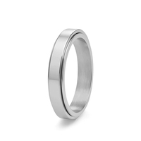 Bague en acier inoxydable 4 mm, argent, noir, or rose, colorée, brillante, rotative, logo personnalisé, bague de doigt en acier inoxydable