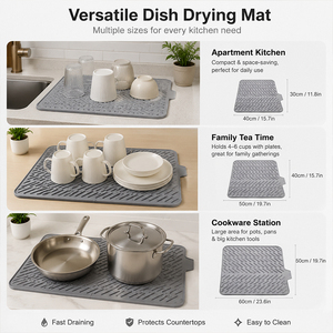 Tapete de Silicona Resistente al Calor para Secar Platos en la Encimera de la Cocina, Protector Antisalpicaduras para Fregadero con Diseño de Drenaje - Product Image 2