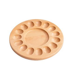Bandeja de madera para almacenamiento de huevos con asa, soporte de madera maciza para huevos, plato de aperitivos para cocina, doble cara, para uso en fiestas - Product Image 5