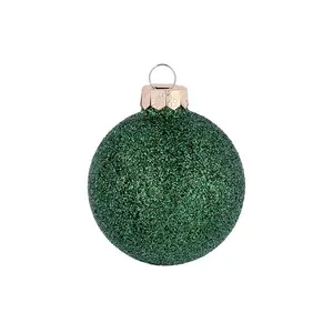 High Quality Custom Christmas Glass Ball Souvenir Big Green Christmas Balls Hanging Ornaments For Xmas Trees Outdoor