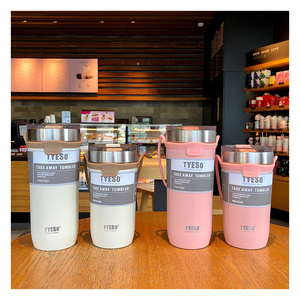 <span class=keywords><strong>Tyeso</strong></span> ถ้วยกาแฟสแตนเลสแบบพกพา,แก้วกาแฟพร้อมหลอดซิลิโคนความจุมากแก้วดื่มน้ำกีฬาขนาด710มล. - Product Image 1
