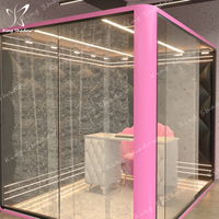 Cabine de manucure VIP pour salon de beauté - Design moderne en bois, personnalisable, types simple/double, mobilier de salon avec éclairage LED