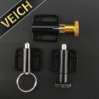 Piston d'indexation série VCN246 avec support à bride, poignée à bouton et anneau de traction, goupille de positionnement rétractable à ressort