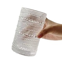 Tasse en verre rétro nordique à pois en relief, tasse à eau, tasse à thé au lait, tasse à café, tasse à jus, tasse à bière esthétique