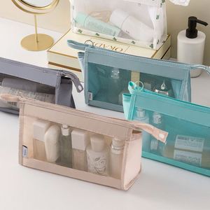 Bolsa de ducha de malla de gran capacidad, bolsa transparente para cosméticos y artículos de aseo con cremallera, organizador de almacenamiento portátil para viajes - Product Image 3