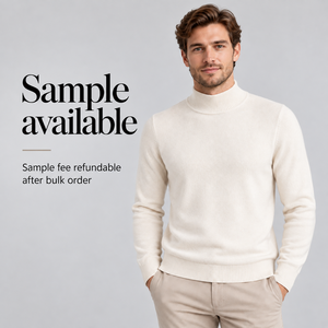 FNJIA Heren gebreide trui met hoge hals, lange mouwen, geribbelde zoom, op maat gemaakte private label fabrikant - Product Image 1