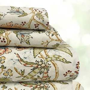 100% Organic Cotton <b>White</b> With Blue Floral Printed <b>Bed</b> <b>Spread</b> - Product Image 4