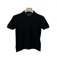Polo en tricot à col Johnny pour homme avec logo personnalisé, tricot fin côtelé vertical, coton de qualité supérieure, style luxe discret