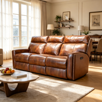 Modernes Antik-Wohnzimmer-Set Möbel Elektrischer Relaxsessel Echtleder-Relaxsofa mit herunterklappbarem Tisch