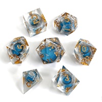 Fourniture d'usine : Ensemble de dés polyédriques en résine faits main à bords tranchants, avec noyau liquide et effet de sable mouvant, pour jeux de rôle de table (RPG) et D&D