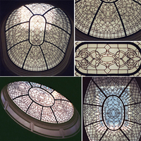 Dôme en verre plombé pour éclairage naturel, dôme en verre clair à facettes, dôme en verre pour bâtiment, plafond, toit, art décoratif, dôme en verre coloré