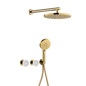 Cross-border Light Luxury Wall-<b>Mounted</b> Top <b>Spray</b> Round Shower Set All-Copper Hot Cold Hidden Pre-Embedded Chrome Concealed FL-08 - Product Image 2