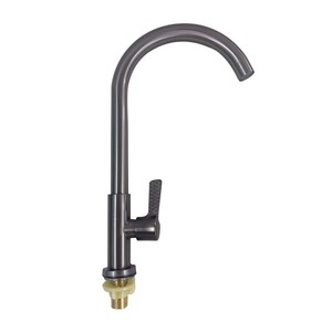 ก๊อกน้ำห้องครัวสแตนเลสสีเทากันเมทัลแบบก้านเดี่ยว ท่อขนาด 24 มม. แกนทองแดง หมุนได้ 360 องศา ติดตั้งบนเคาน์เตอร์ สไตล์โมเดิร์น - Product Image 4