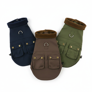 Jaqueta Vintage para Cães à Prova de Vento e Lavável com Gola de Corduroy, Bolso e Laço para Guia - Casaco Retro para Animais de Estimação para Todas as Estações - Product Image 1