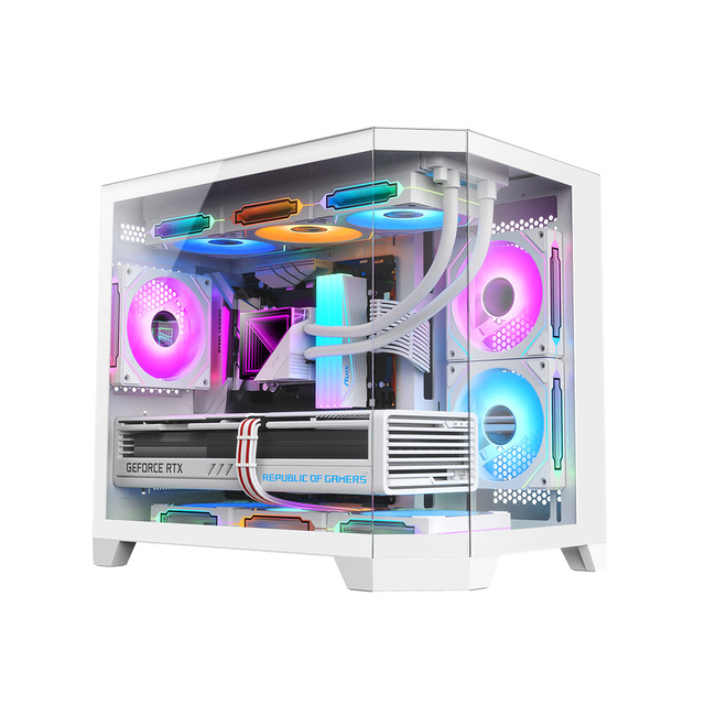 Ruix Fish Tank MATX 360mm AIO Gaming Rack Mount PC Case SPCC Tempered Gaming PC Case Fractal Popular PC Casing Mid Tower Case