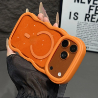 Coque magnétique transparente en PC rigide avec bord ondulé et paillettes brillantes pour iPhone 17 16 15 14 13 Pro Max